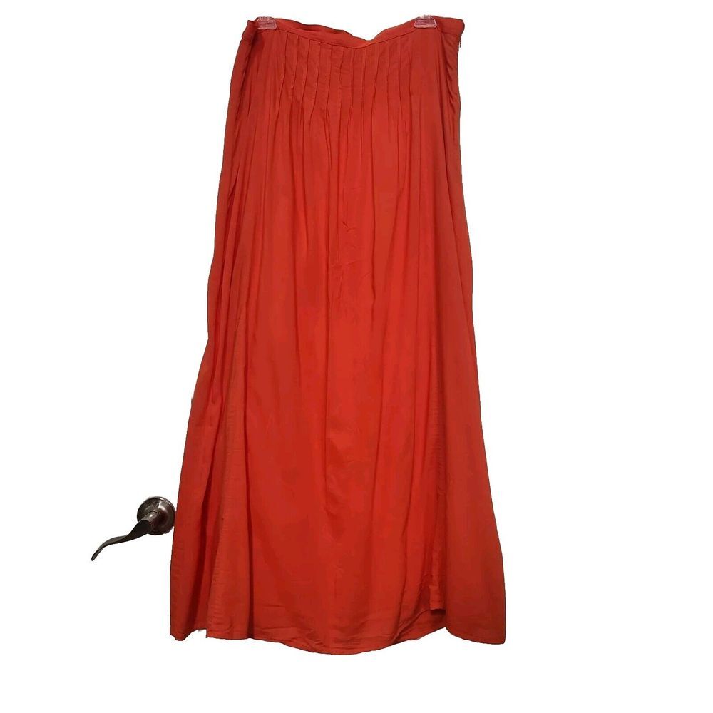 Ann Taylor LOFT Orange Pleated Side Zipper Lined Full Skirt Size 12 - Picture 1 of 7